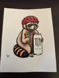 4x4 raccoon sticker red can